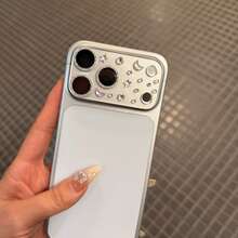 苹果 17 Pro Max/17 Pro 奢华闪亮水钻 3D 爱心相机镜头贴膜 - 精致哑光保护膜，星月图案，防刮钢化膜，银色镜头贴膜 - 銀細閃鏡頭膜+貼紙 - 查看 4