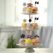 12/24pcs Glitter Pirate Theme Cupcake Toppers, Pirate Ship And Skull Design Cake Picks, Suitable For Birthday Party Decoration, Baby Shower Supplies - Multicolor - View 5