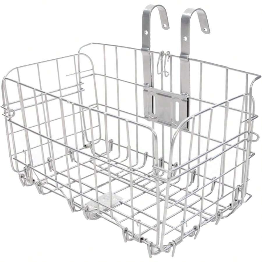 Folding Bike Front Basket Bicycle Wire Basket With Handles Easy Installation On Front Handlebar - Silver(1PCS) - View 1