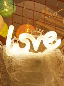 1个爱心字母灯，电池供电，情人节浪漫字母灯，LED装饰时尚场景灯霓虹灯，情人节告白夜灯，适合桌面装饰、霓虹灯装饰、婚礼、家庭节日、婚礼、生日、酒吧、商店和户外装饰，白色灯罩，求婚、周年纪念，为派对增添氛围和灯光效果 - 黃光 - 查看 2