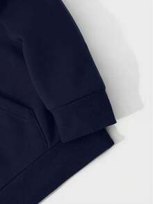 Clothes Katseye Men And Women's Extra-Large Size Couple's Hooded Sweatshirt - Thickened Long-Sleeved Pullover, Mysterious Pattern Print (Pentagonal Star, Anchor Point, Angel) & "Life Is Strong" Slogan, Universal Street Style For Men And Women, Machine Washable, Black With Purple Characters And Light Color Tones - Suitable For Daily Wear And Theme Parties - 藏蓝色 - 查看 5