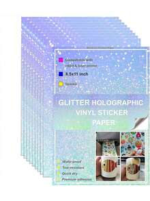 EstiloTendenciaBleidruck - CalcomaníA HolográFico Para Impresora De InyeccióN De Tinta/LáSer, 20 Hojas De 8.5 X 11 PulgadasCalidad PremiumVersióN Mejorada - 1 - Ver 1