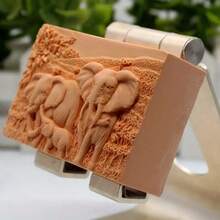 1pc Elephant Pattern Rectangular Craft Soap Silicone Mold - Pink - View 1