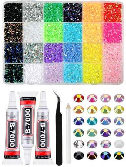1 Box Assorted Color ABS Rhinestones, Resin Flat Diamonds, Shiny Nail Art Decorations For DIY Crafts And Manicure Accessories