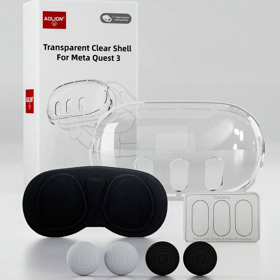 Meta Quest 3 Headset Protection Kit: Crystal Shell, Lens Cover, Joystick Caps