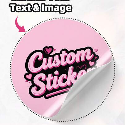 1-160pcs Customizable Round Stickers, Can Print Any Text And Patterns, Suitable For Valentine's Day Gifts, Romantic Love Notes, Handmade Stickers, Party Favors, Envelope Seals, Notebooks, Laptops, Great For Gifting To Boyfriend, Girlfriend, Husband, Wife, Parents, Friends, Family, Waterproof And Durable Decorative Labels In Multiple Sizes, Unique Commemorative Stickers For Anniversary, Birthday, Home,Wallpaper Stickers Wall ,Kids-Activity