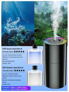 1 Set High-Value Black Car Humidifier & Essential Oil Diffuser With 6 Essential Oils, Fine Mist For Long-Lasting Fragrance, USB Ultrasonic Atomization, And Built-In LED Ambient Lighting. Compact And Portable, It's An Ideal Gift. Essential Oil Sets Available: (1 Oil Bottle + 1 Diffuser / 2 Oil Bottles + 1 Diffuser / 1 Oil Bottle). - A - View 22