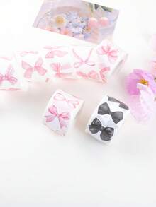 500pcs/Roll Pink And Black Bow Pattern Stickers,16pcs Pattern Office Stationery Decorative Label Stickers, Valentine's Day And Mother's Day Gift Decoration Stickers