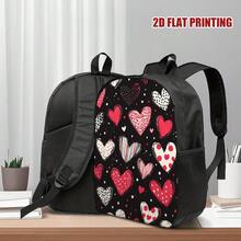 One Piece/Single Piece/Single - Valentine's Day Heart-Shaped Backpack, Suitable For Travel And Daily Use - Lightweight School Bag With Adjustable Shoulder Straps And Zipper Closure, Cute Heart-Shaped Print, Suitable For Teenagers - Mix - View 9