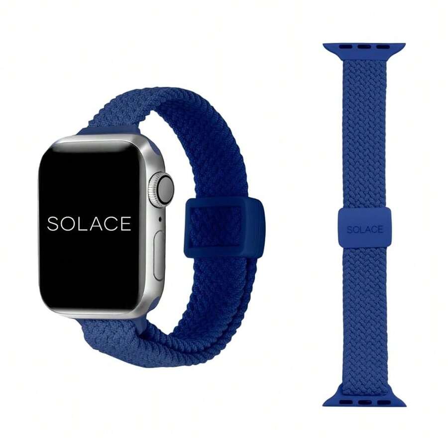 Solace Bands Imperium Adapt Wide Adjustable Nylon Braided Watch Band - Compatible With All Watches - Solace Watch Bands For Women & Men - Smart Watches Band Series 11-1, Ultra, SE - Màu xanh da trời - Xem 1