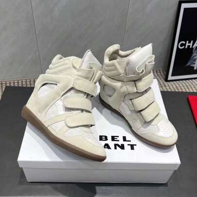 IS Nowość 2025 Damskie buty za kostkę z ukrytym obcasem, płaskie trampki na co dzień w pasujących kolorach