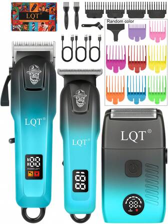 LQT 3 st/2 st/1 st multifunktionella hushållsklippningsverktygsset, professionell trådlös hårklippningstrimmer för män, USB-laddningsbar och LED-display, skäggtrimmerkit för män, precisionsklippare med T-blad, elektrisk rakapparat med reselås, groomingtillbehör, julklapp till män