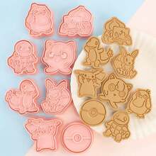 New Pokémon Cookie Cutter Mold, Plastic Material, 3D Cute Cartoon Pikachu Shape, Pressing Style Cookie Mold, Cookie Stamp, Kitchen Baking Pastry Mold - Multicolor - View 18