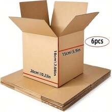 6pcs Heavy Duty Reinforced Corrugated Cardboard Boxes, Thick & Sturdy Material, Reusable For Storage, Mailing, Packaging And Shipping