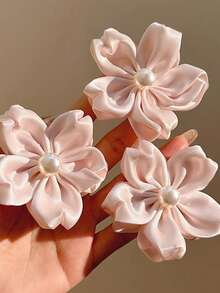 梦幻粉色花朵发夹，优雅百搭的侧夹，适合女性日常佩戴，是派对的理想礼物。 - 彩色 - 查看 3