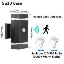 CANMEIJIA GU10 LED Garage Light, Outdoor Wall Lamp, Entrance Porch Light, Floodlight, Acrylic Pillar Design, Decorative Courtyard Light, Indoor Wall Lamp, Available With Motion Sensor Or Light Sensor, IP65 Waterproof, Suitable For Outdoor Patio/Stairs/Street/Indoor/Garden/Living Room/Bathroom/Kitchen/Bedroom/Hallway/Interior Wall/Exterior Wall - 彩色 - 查看 14