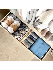 12件套可折叠抽屉收纳盒，米色布艺整理箱，适用于衣物、内衣、胸罩、袜子等，是衣柜和梳妆台抽屉的理想之选。 - 黑色 - 查看 6