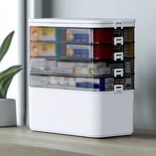 5-Tier Large Capacity Multifunctional Plastic Sewing Craft Tool Box, Storing Medicine Boxes, Hair Accessories Boxes, Art Craft Boxes, Storage Containers With Handles, Cosmetics Storage, Toolboxes, Ideal Choice For Home Storage - trắng - Xem 5