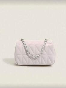 Small Chain Square Bag, Fashionable And Versatile Crossbody Bag, Women's Shoulder Bag, Plain Pink Square Bag