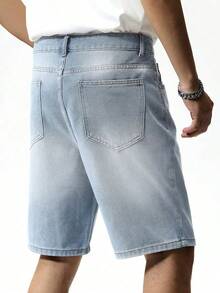 Teenage Boys' Light Blue Fashionable Casual Multi-Craft Denim Shorts - Light Wash - View 2