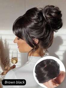 人造花朵发圈/马尾辫发饰，甜甜圈发髻造型，松紧带固定，蓬松有弹性，适合女性，美发造型套装，美发工具 - 彩色 - 查看 9