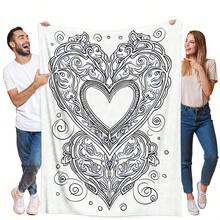 Adult Coloring Book Blanket - & Floral Mandala Heart Design With Love Lettering, Soft Flannel All-Season Cozy Throw For Relaxing Art Activity, Valentine'S Day Gift For Women & Men, Romantic Couples Gift Idea, Durable Bedspread Or Couch Cover Four Seasons Universal Multifunctional Blanket/Perfect Gift, 2D Printing Him, Her Gifts For Her, Him, Family, Boyfriend, Girlfriend, Father, Family, Mother, Lover, Daughter, Son, Grandfather, Grandmother, Friend, Classmate, Pet. Perfect Nap, Camping, Travel, Home, Daily Life, Office Decoration, Birthday, Anniversary, Valentine's Day, Thanksgiving, Christmas, Halloween, Mother's Day, Father's Day, Wedding, New Year Gifts,Back To School Season,Graduation Gift,Sofa,Bed,Car,Bedroom,Living Room,Office, Outdoor Camping, Beach,Wall Decoration,Newly Expanded Themed Collections To Meet A Variety Of Styles And Scenar. - 多色13 - 查看 1