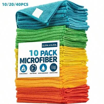20 Pcs Ultra-Fine Fiber Cleaning Cloths, 8-Color Cleaning Cloths Suitable For Household Chores, Kitchen, Bathroom, And Car Use. Soft, Lint-Free, Dual-Purpose For Dry And Wet Dusting And Cleaning, Towel.-Christmas And New Year Gifts