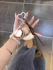 Yogodlns Llavero de cuerda con diseño de béisbol, colgante de amor con borde de encaje, llavero de cuerda colorido, llavero creativo para colgante de bolso, decoración de mochila - Multicolor - Ver 5