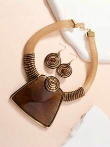 1 Set Handmade Exaggerated Woven Women's Necklace Jewelry Set, Suitable For Women's Party And Gathering Wear - Multicolor - View 3