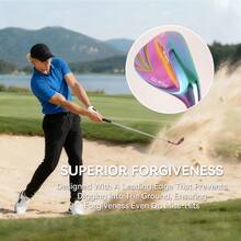 WUDAY Rainbow Men's Right-Handed Golf Sand Trap/Lob Wedge: Professional Sand Trap/Lob Wedge, Stainless Steel Material, 52°-60°, Quickly Reduce Strokes In Short Distance Competitions, Help You Swing Like A Professional Player. - Multicolor - View 9