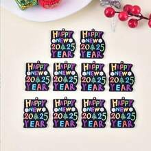 10 件装“2025 新年快乐”亚克力饰品，耳环，项链吊坠，工艺品和缝纫配件