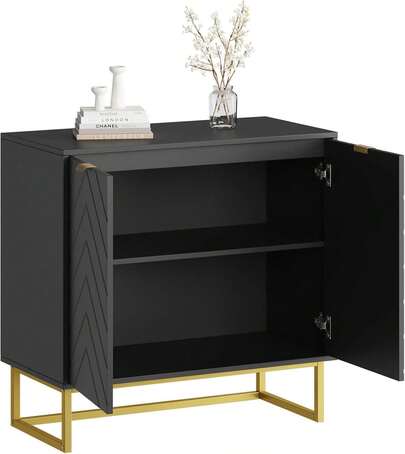 31.5 en Moderno Gabinete Buffet Sideboard con Almacenamiento, Gabinete de Almacenamiento de Acento de Madera con Puertas Dobles / 3 Puertas y Estante, Mesa de Consola Credenza para Comedor Entrada de la Sala de estar