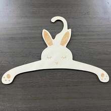 1pc Cartoon Wooden Clothes Hanger, Baby Room Hanging Clothes Rack, Baby Clothes Storage Hanger With Hooks, Drying Rack - Apricot - View 9