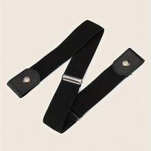 1 Pair No Buckle Elastic Belt For Women Men, High Stretch Belt For Pants Jeans, Casual Buckle Free Adjustable Invisible Belt, Accessories  Casual    Elastic    Buckle - 黑色 - 查看 8
