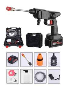 Hidrolavadora portátil de alta presión, batería recargable de 1500 mAh, ideal para lavar autos, regar flores y limpiar pisos. - Negro - Ver 12