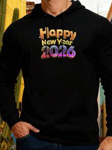 Men's Hoodie, 100% Cotton, Happy New Year 2026 Themed Colors, For Urban Men In The New Year DH2F - 此尺寸已售罄,請勿選擇!謝謝. - 查看 5