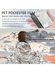 1/4/10 件装 51 英寸 x 82 英寸应急保暖毯，适用于急救包，轻便防水，用于自然灾害，保持体温，聚酯反光箔毯，适用于露营、徒步旅行、户外活动，防风防雨，可用作应急避难所和地垫 - 不含镁棒/打火石，户外露营配件，户外急救毯，户外露营和徒步旅行装备，户外生存用品，户外运动配件 - 彩色 - 查看 8