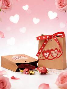 10pcs Wedding Candy Boxes, Valentine's Day Heart Kraft Paper Bags, Heart Arrow Candy Boxes, XOXO Gift Bags, Party Favor Boxes, Wedding Party Decorations, Suitable For Valentine's Day Parties And Events, Gift Packaging, Party Prize Packaging, Surprise Gifts, Birthday Gifts, Valentine's Day Gifts, Gifts For Her, Couple Gifts - Multicolor - View 4