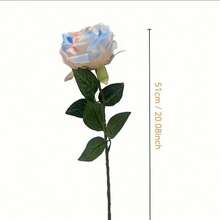 1pc/5pcs/10pcs/12pcs/20pcs Blue & White 20-Inch Artificial Rose Flowers, Premium Fake Roses, Suitable For Home Decor, Room Decor, Dining Table Decor, Wedding Decor, Bridal Bouquet, Wrist Corsage, Flower Arrangement. Suitable For Home, Restaurant, Bedroom, Vase Decoration. - Xanh và trắng - Xem 2