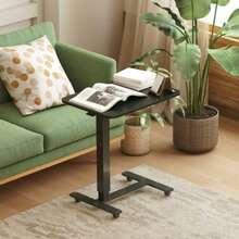 Height-Adjustable Standing Desk With 4 Wheels, C-Shaped, 65cm X 48cm X 70-110cm, Black - Black - View 2