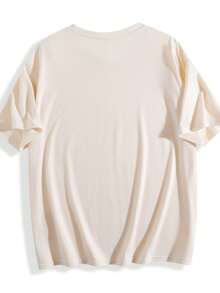 Men's Cotton Casual T-Shirt, Paris Graphic Design, Men's Classic Crew Neck T-Shirt - Soft Cotton Daily Wear - 杏色 - 查看 3