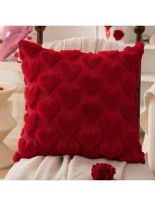 1/2 Pcs Valentine's Day Pillowcases, 18x18 Inches, Valentine's Day Decoration, Red Heart, Soft Plush Faux Fur Jacquard Pillow, Suitable For Bedroom Sofas, Holiday Home Decor. - 紅心 - 查看 12