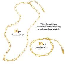 20 Pcs Chain Necklace Bracelets Kit, 18K Golden Paperclip Chain, Including 18 Inch Necklace & 6.5 Inch Charm Bracelet With Lobster Clasps, Perfect For Women DIY Jewelry Making - 20pcs - View 2