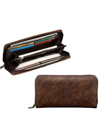 HOVI'S Nueva cartera larga minimalista con bloqueo RFID y cremallera, cartera multifunción de gran capacidad para teléfono, regalo del Día de San Valentín