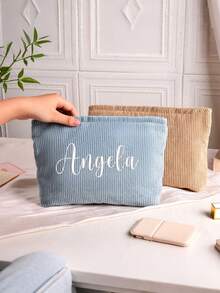 Personalized Velvet Zipper Closure Makeup Bag, Large Capacity Cosmetic Pouch, Perfect Bridesmaid Or Bridal Party Gift, Makeup Travel Bag, Bridal Shower Gift - Multicolor - View 6