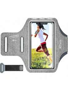 Phone Brazalete Llavero y Ranura para Tarjeta para Teléfono de hasta 6.2 Pulgadas,  Resistente al Agua, Banda Ajustable - gris - Ver 1