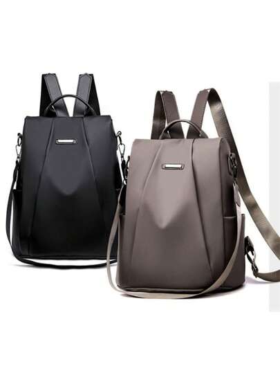 Large Capacity Solid Color Casual College Style Anti-Theft Backpack