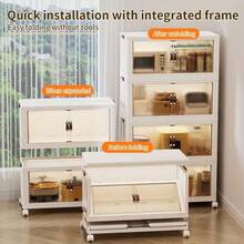 5-Layer Stackable Plastic Storage Box With Lid - Wardrobe Organizer Cabinet, 32-Inch Wide Foldable Box, Collapsible Storage Container, Craft Organizer Box, Suitable For Home, Pantry, Office, Dorm (No Wheels)