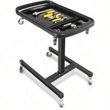 DNA MOTORING Mesa de Trabajo 2 en 1 Altura Ajustable de 30.5 a 47.2 Pulgadas Bandeja de Parte rodante con 4 Rodillos Banco de Trabajo portátil con 2 Ruedas de Freno Capacidad máxima de 120 - Multicolor - Ver 1