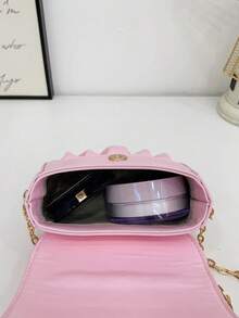 1pc Girls' Solid Color Bow PU Magnetic Closure Fashion Pearl Handbag Shoulder Bag, Suitable For Daily Use All Seasons - A - View 9